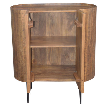 Medium Brown Sealed Finish On Black Base Reclaimed Mango Wood and Iron Base Sideboard 35 in Wide