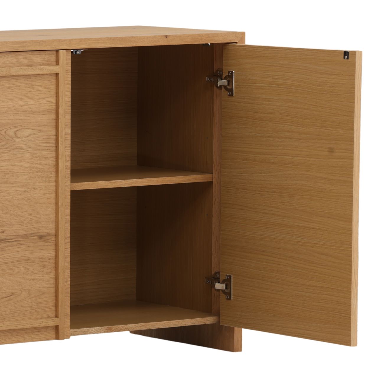 Light Natural Rustic Oak Veneer Sideboard 84 in Wide