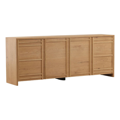 Light Natural Rustic Oak Veneer Sideboard 84 in Wide