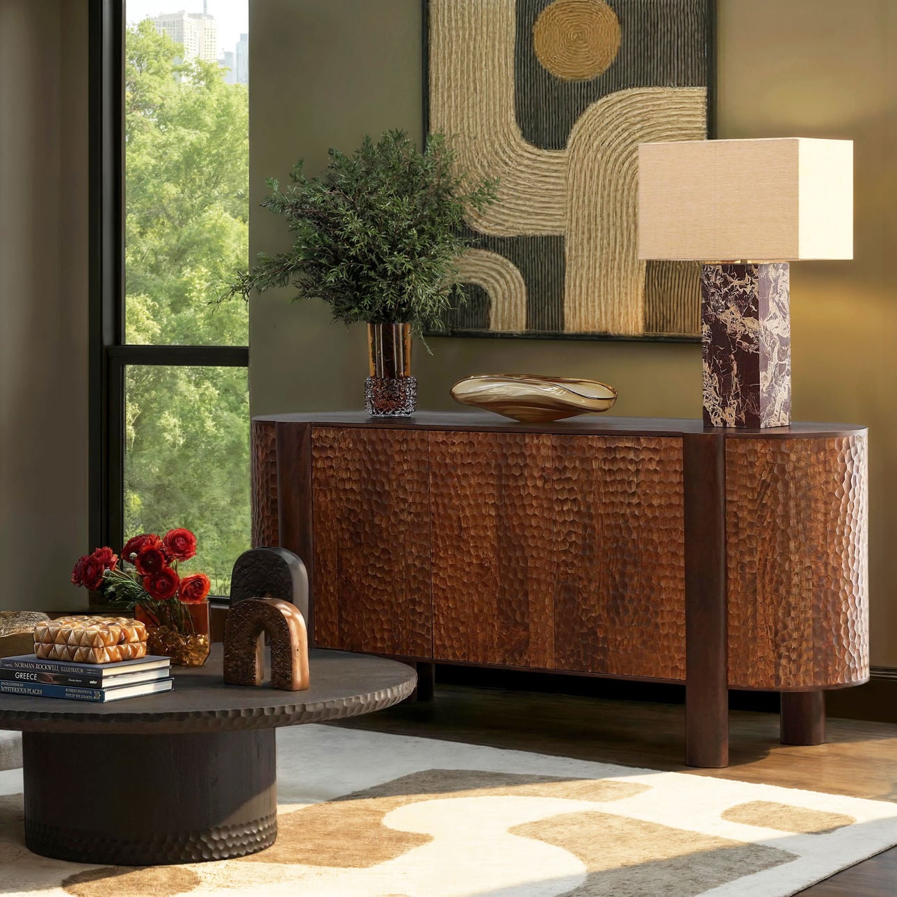 Brown Mango Wood Sideboard 79 in Wide