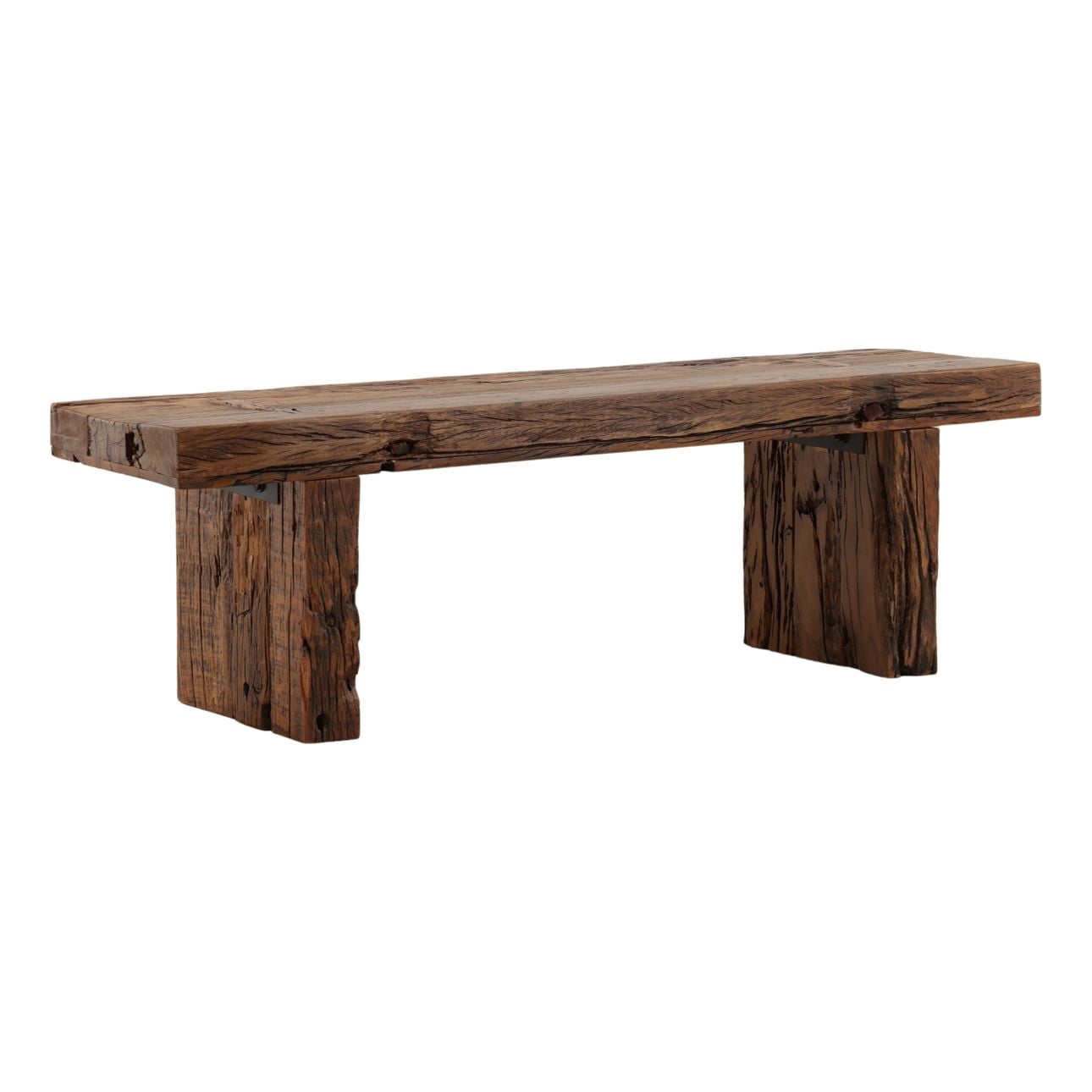 Brown Reclaimed Mango Wood Bench 16 in Wide