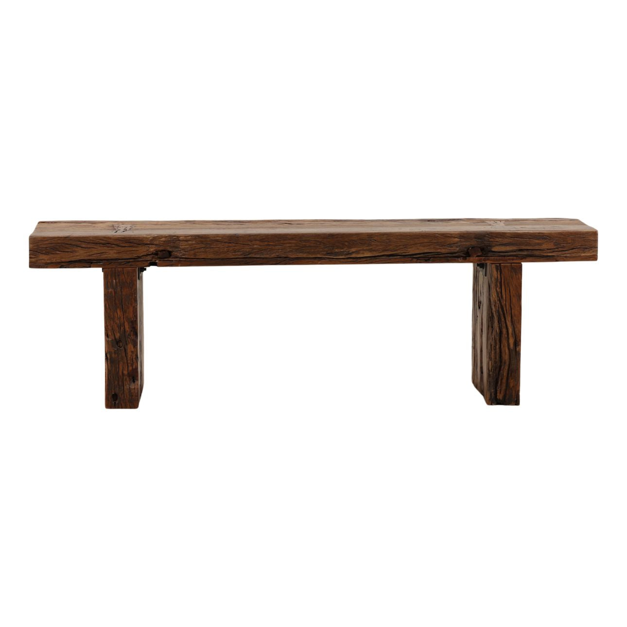 Brown Reclaimed Mango Wood Bench 16 in Wide