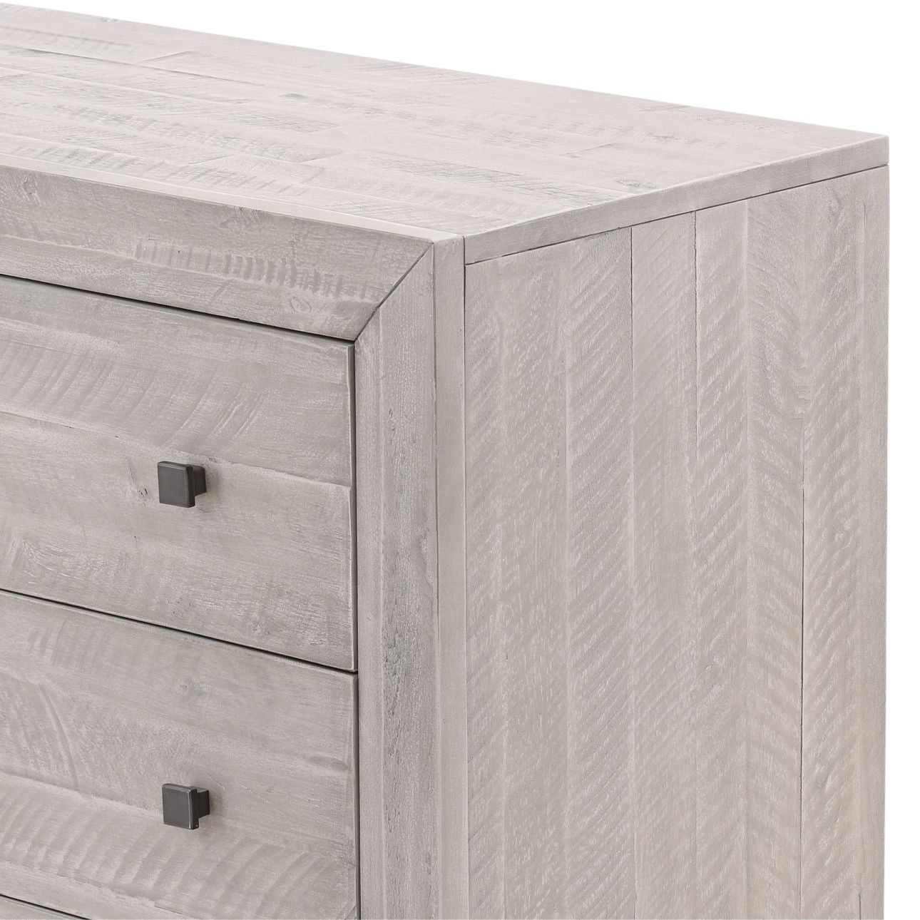 Light Grey Washed Sealed Finish Solid Acacia Wood Dresser 66 in Wide