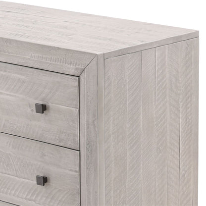 Light Grey Washed Sealed Finish Solid Acacia Wood Dresser 66 in Wide