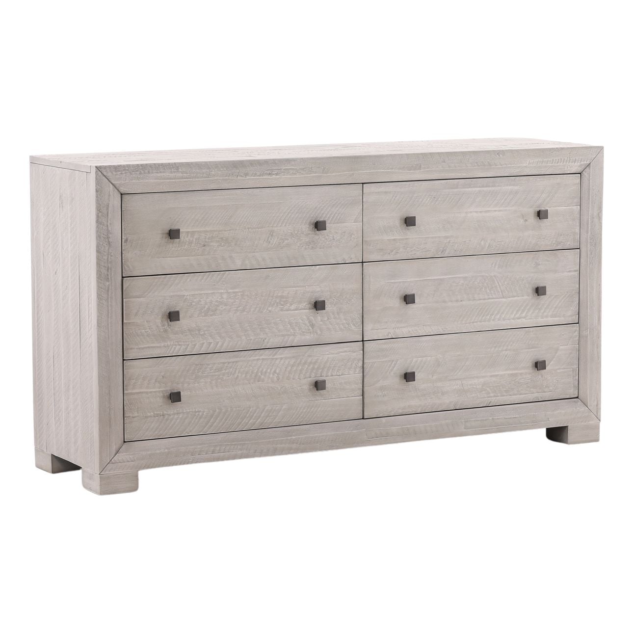 Light Grey Washed Sealed Finish Solid Acacia Wood Dresser 66 in Wide
