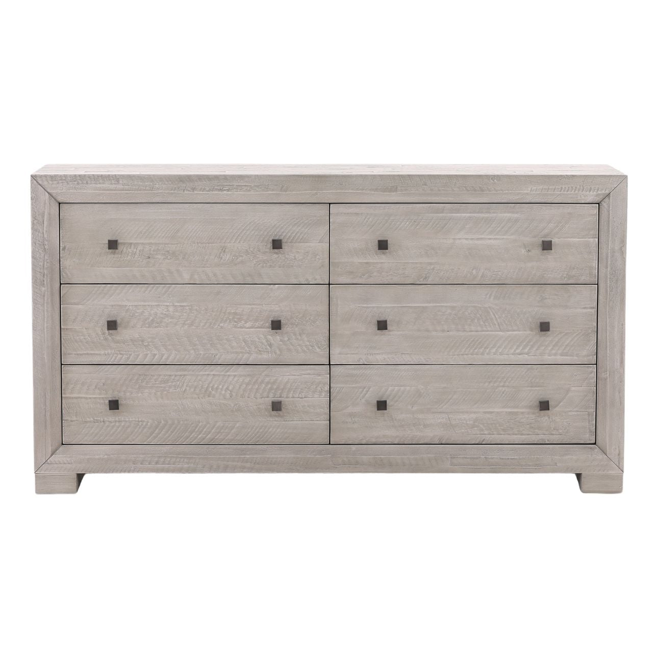 Light Grey Washed Sealed Finish Solid Acacia Wood Dresser 66 in Wide