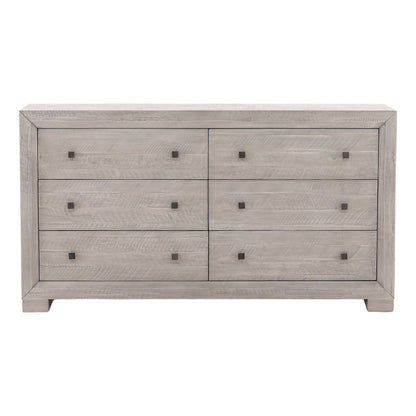 Light Grey Washed Sealed Finish Solid Acacia Wood Dresser 66 in Wide