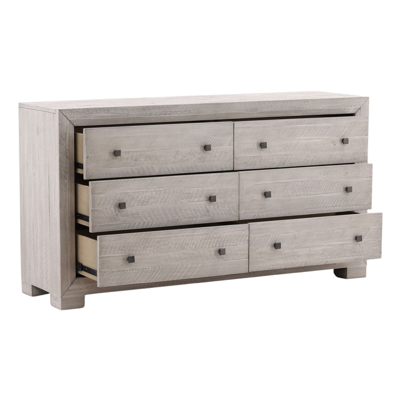 Light Grey Washed Sealed Finish Solid Acacia Wood Dresser 66 in Wide