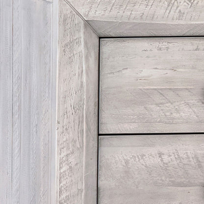Light Grey Washed Sealed Finish Solid Acacia Wood Nightstand 24 in Wide