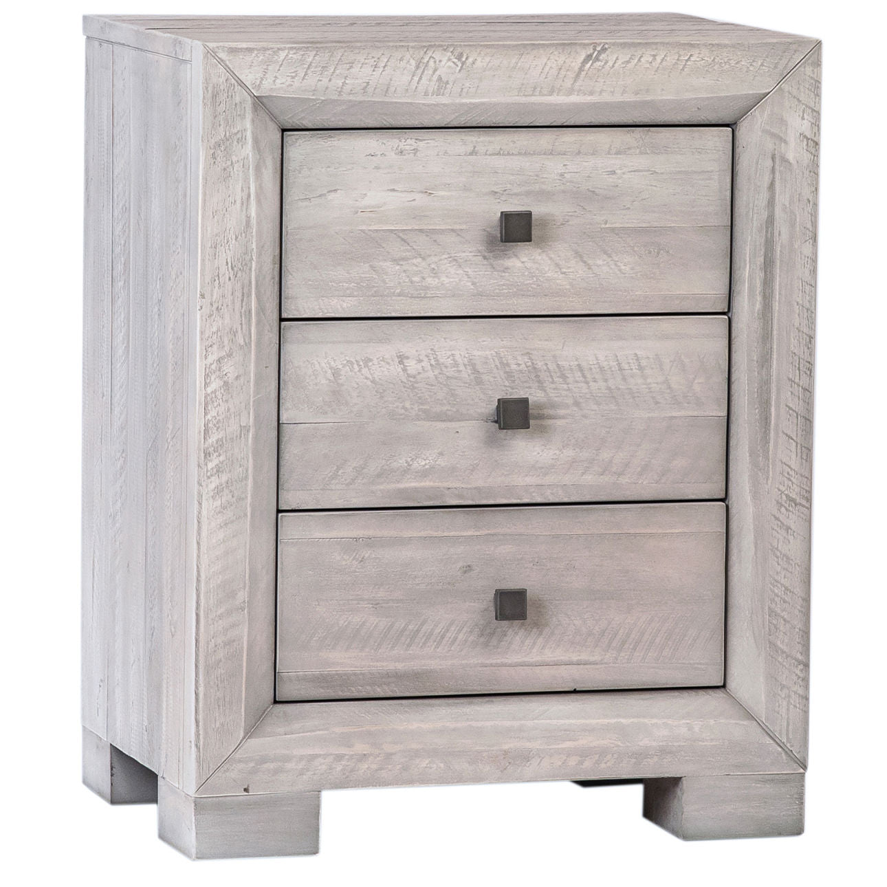 Light Grey Washed Sealed Finish Solid Acacia Wood Nightstand 24 in Wide