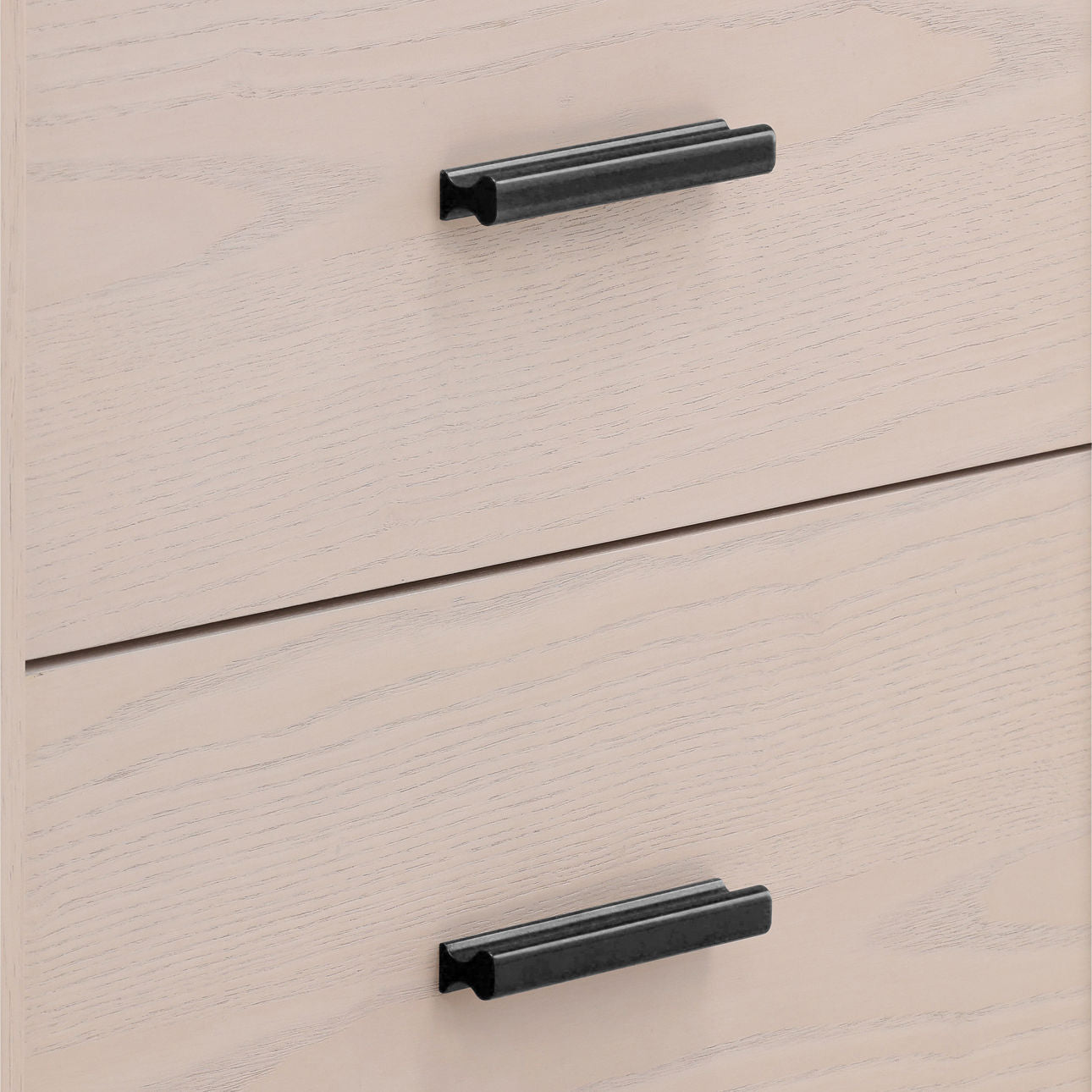 Bleach Natural and Black Handles Rubber Wood and Oak Veneer Nightstand 25.5 in Wide