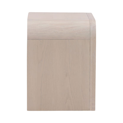 Bleach Natural and Black Handles Rubber Wood and Oak Veneer Nightstand 25.5 in Wide