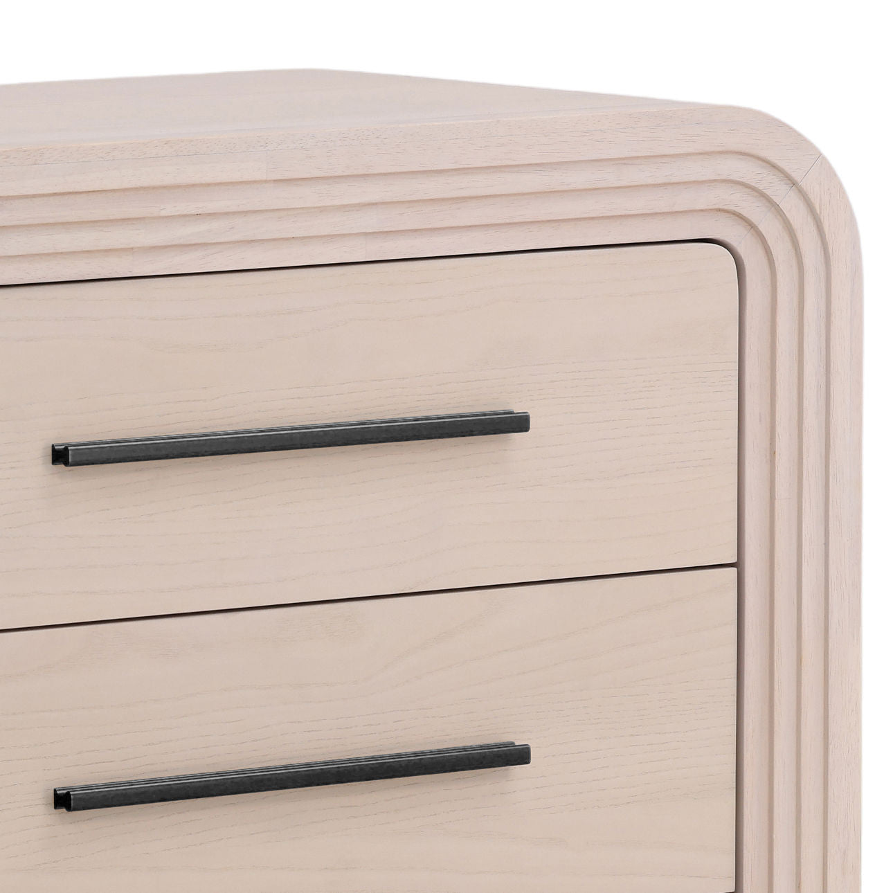 Bleach Natural and Black Handles Rubber Wood and Oak Veneer Dresser 68.5 in Wide