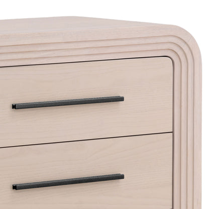 Bleach Natural and Black Handles Rubber Wood and Oak Veneer Dresser 68.5 in Wide