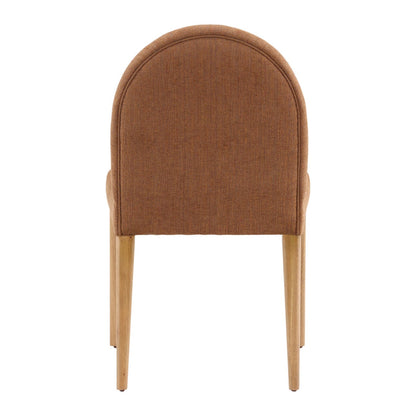 Brown and Natural Chenille Fabric and Solid Oak Wood Chair 20 in Wide