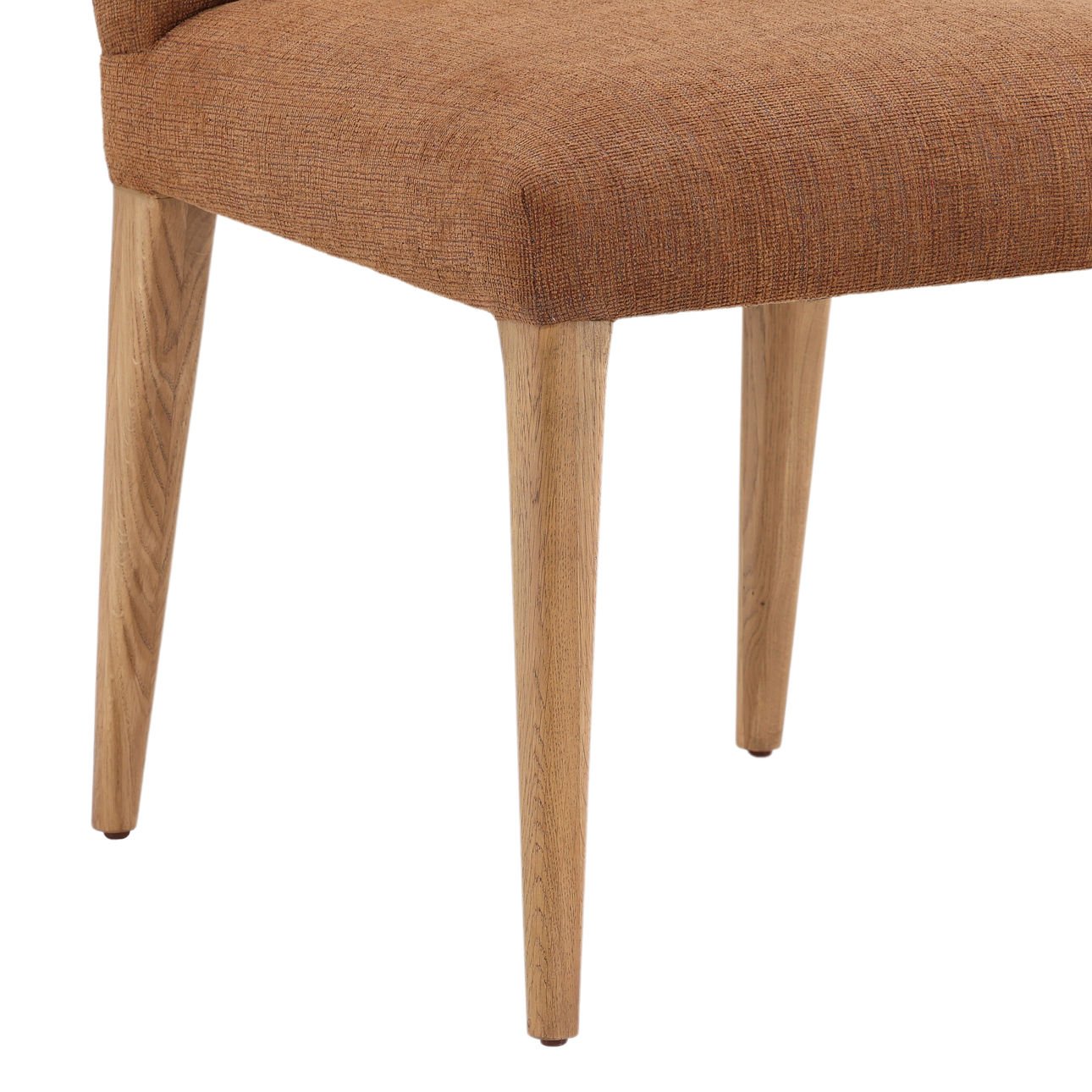 Brown and Natural Chenille Fabric and Solid Oak Wood Chair 20 in Wide