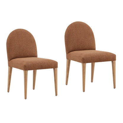 Brown and Natural Chenille Fabric and Solid Oak Wood Chair 20 in Wide