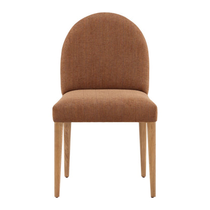 Brown and Natural Chenille Fabric and Solid Oak Wood Chair 20 in Wide