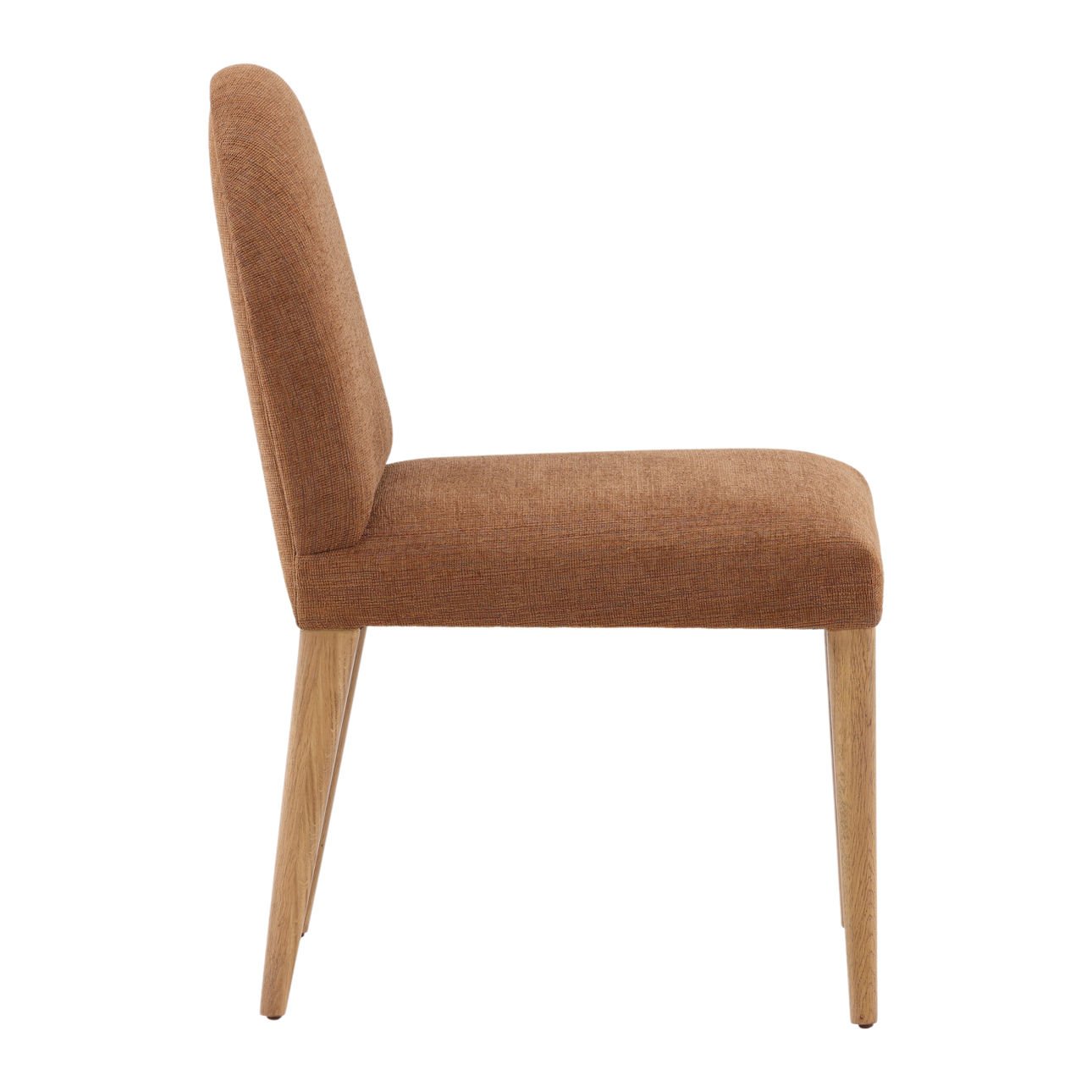 Brown and Natural Chenille Fabric and Solid Oak Wood Chair 20 in Wide
