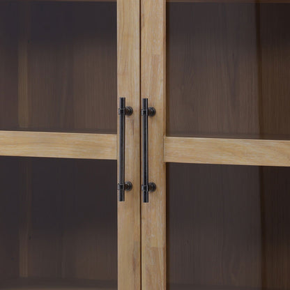 Natural Rubber Wood and Oak Veneer Cabinet 40 in Wide