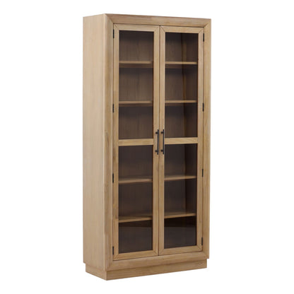 Natural Rubber Wood and Oak Veneer Cabinet 40 in Wide