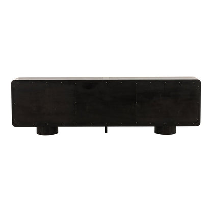 Black Rubber Wood and Oak Veneer Sideboard 108 in Wide