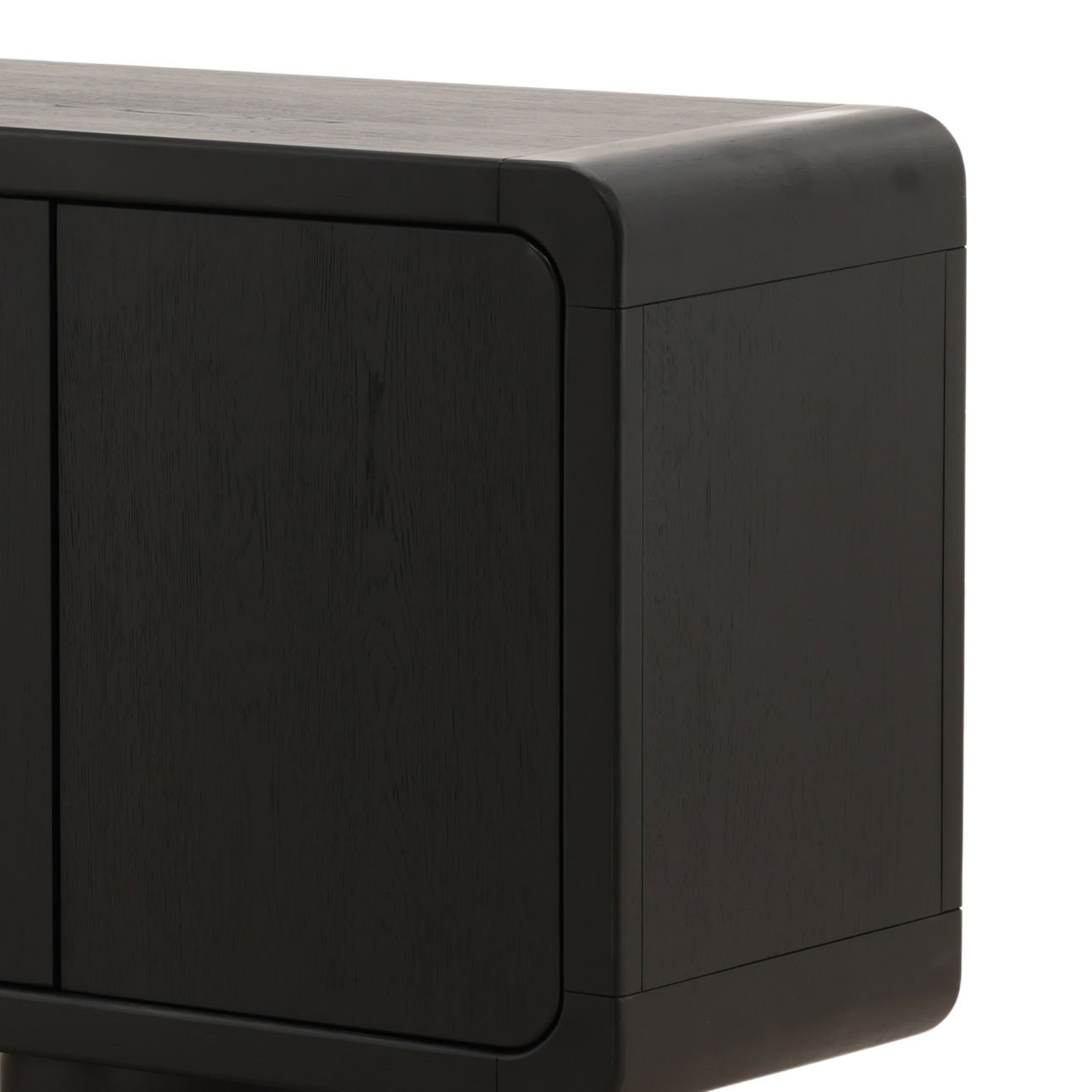 Black Rubber Wood and Oak Veneer Sideboard 108 in Wide