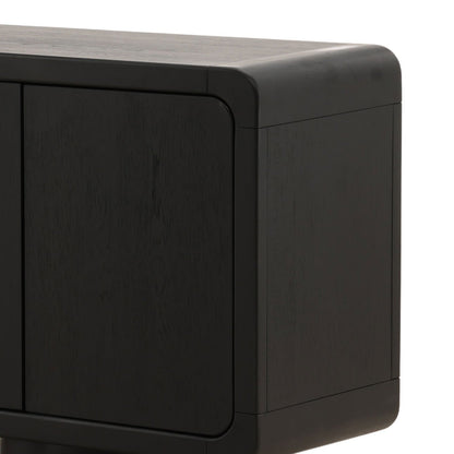 Black Rubber Wood and Oak Veneer Sideboard 108 in Wide