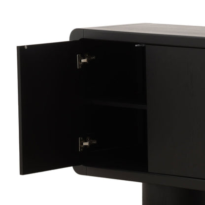Black Rubber Wood and Oak Veneer Sideboard 108 in Wide