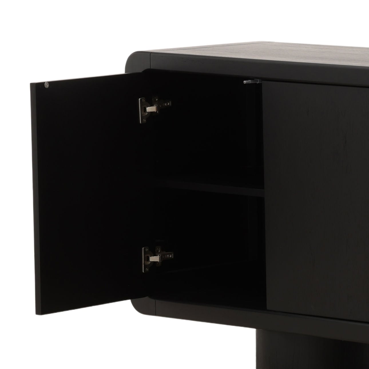 Black Rubber Wood and Oak Veneer Sideboard 108 in Wide