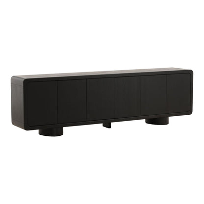Black Rubber Wood and Oak Veneer Sideboard 108 in Wide