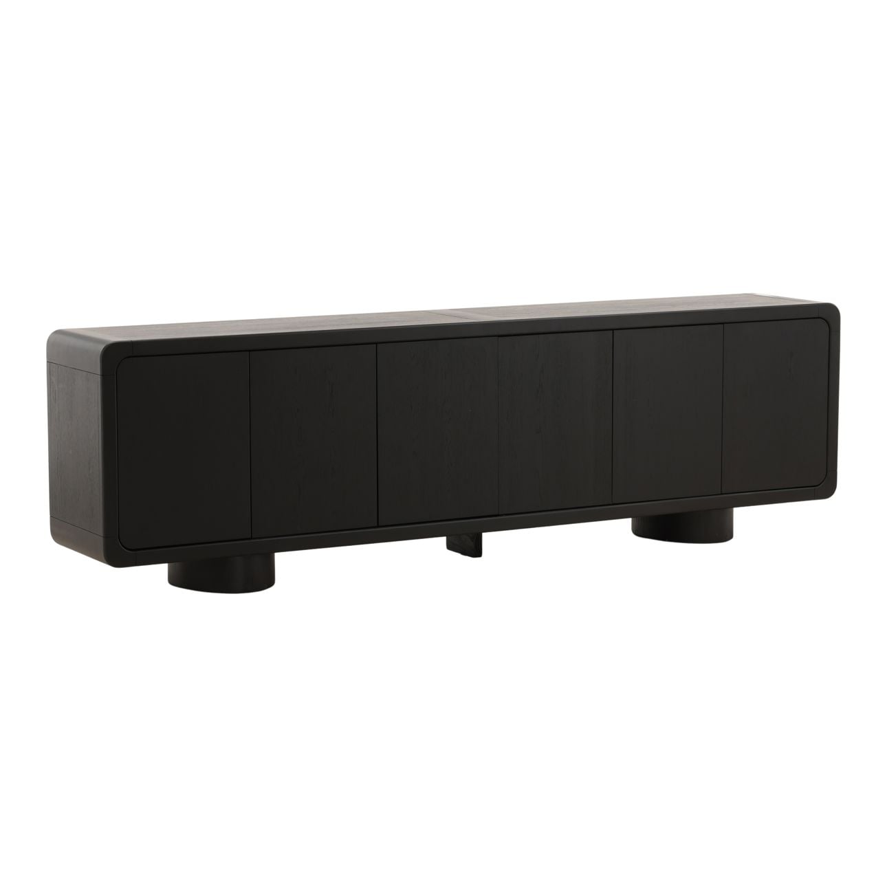 Black Rubber Wood and Oak Veneer Sideboard 108 in Wide
