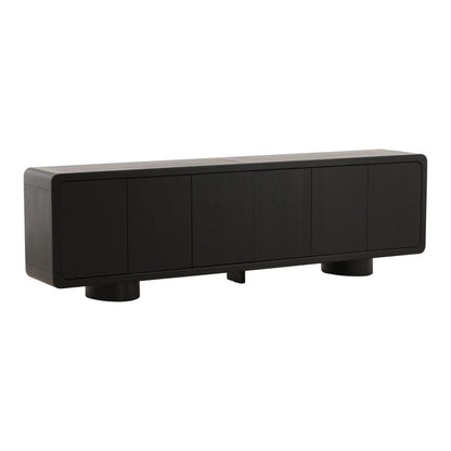 Black Rubber Wood and Oak Veneer Sideboard 108 in Wide