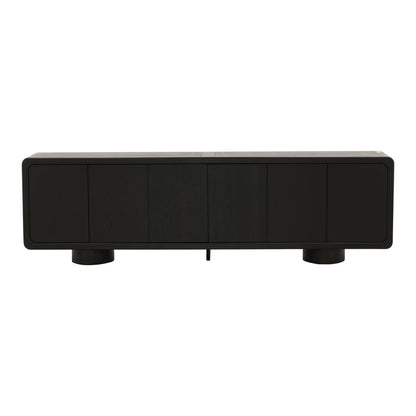 Black Rubber Wood and Oak Veneer Sideboard 108 in Wide