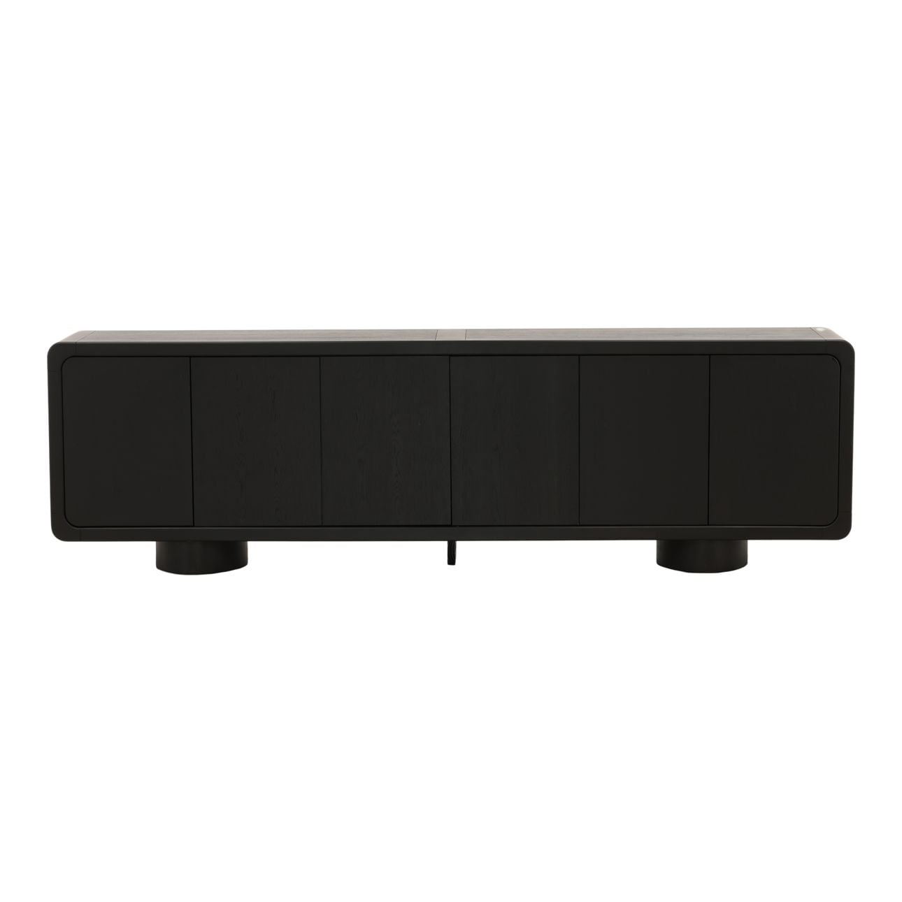 Black Rubber Wood and Oak Veneer Sideboard 108 in Wide