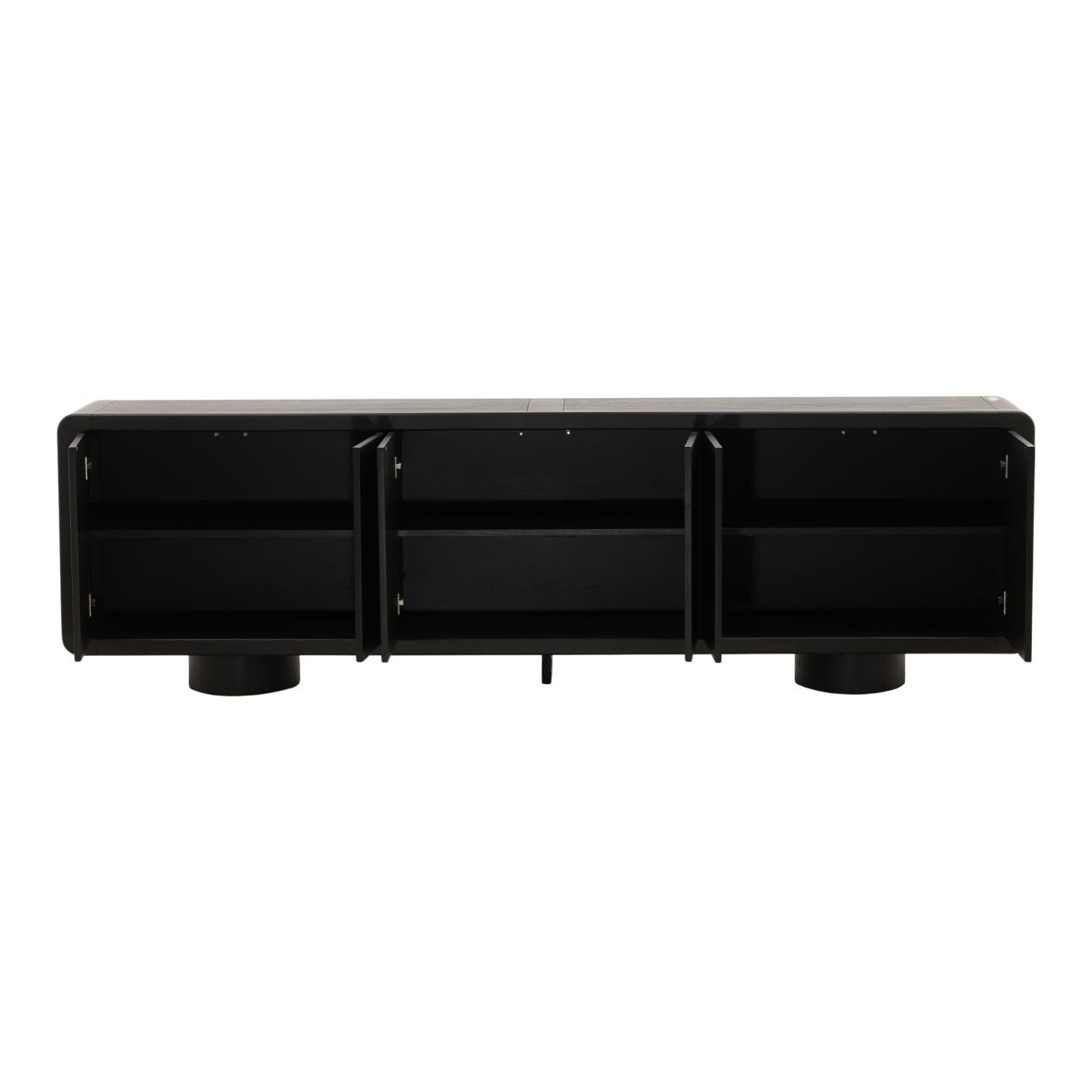 Black Rubber Wood and Oak Veneer Sideboard 108 in Wide
