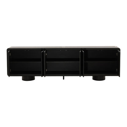 Black Rubber Wood and Oak Veneer Sideboard 108 in Wide