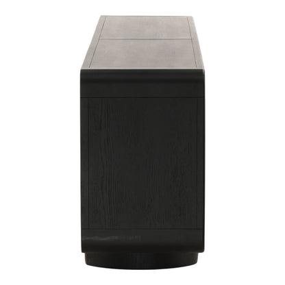 Black Rubber Wood and Oak Veneer Sideboard 108 in Wide