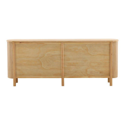Natural Rubber Wood and Oak Veneer Sideboard 84 in Wide