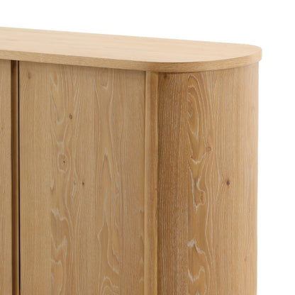 Natural Rubber Wood and Oak Veneer Sideboard 84 in Wide