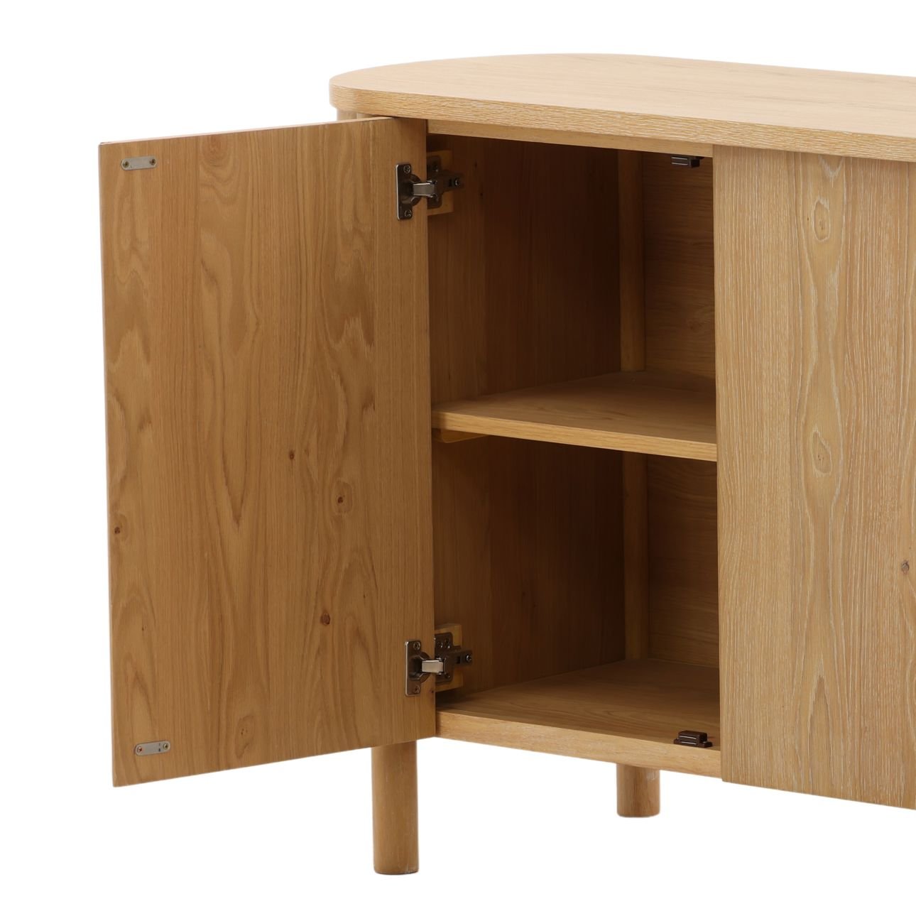 Natural Rubber Wood and Oak Veneer Sideboard 84 in Wide