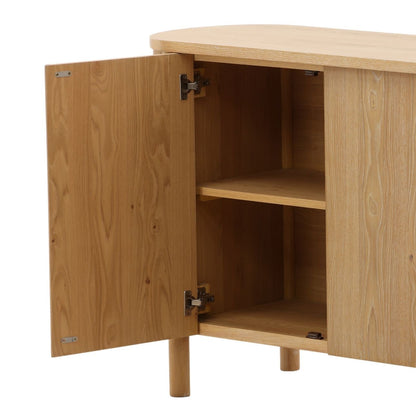 Natural Rubber Wood and Oak Veneer Sideboard 84 in Wide