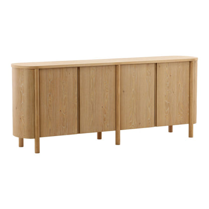 Natural Rubber Wood and Oak Veneer Sideboard 84 in Wide