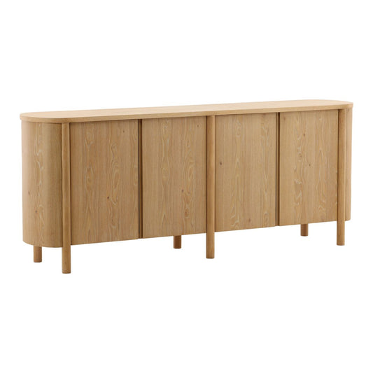 Natural Rubber Wood and Oak Veneer Sideboard 84 in Wide