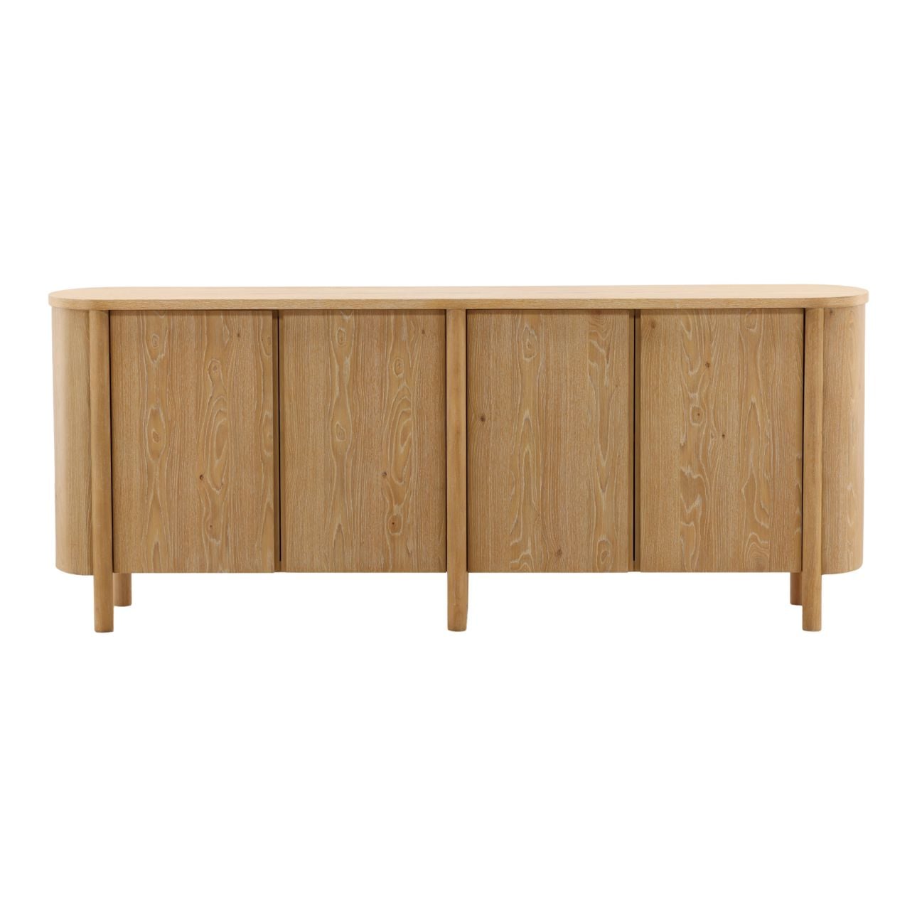 Natural Rubber Wood and Oak Veneer Sideboard 84 in Wide