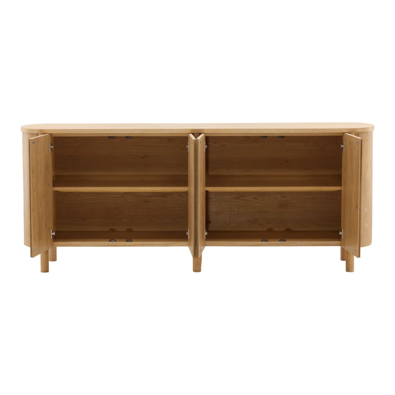 Natural Rubber Wood and Oak Veneer Sideboard 84 in Wide