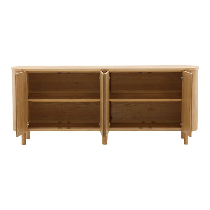 Natural Rubber Wood and Oak Veneer Sideboard 84 in Wide