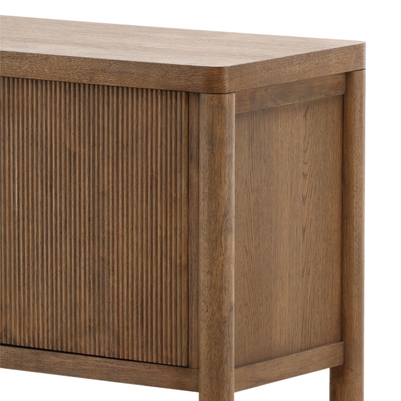 Dark Brown Rubber Wood and Oak Veneer Sideboard 84 in Wide