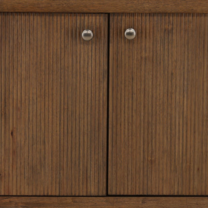 Dark Brown Rubber Wood and Oak Veneer Sideboard 84 in Wide