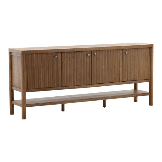 Dark Brown Rubber Wood and Oak Veneer Sideboard 84 in Wide